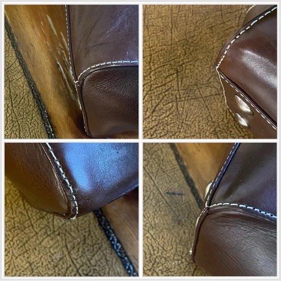 2009 Coach Hampton White Chocolate Brown Turnlock Satchel Shoulder Bag - Picture 13 of 17